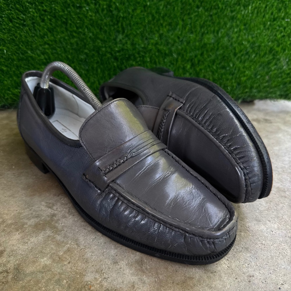 Vintage 90s Stuart McGuire Leather Loafers Dress Shoes Grey 10 B